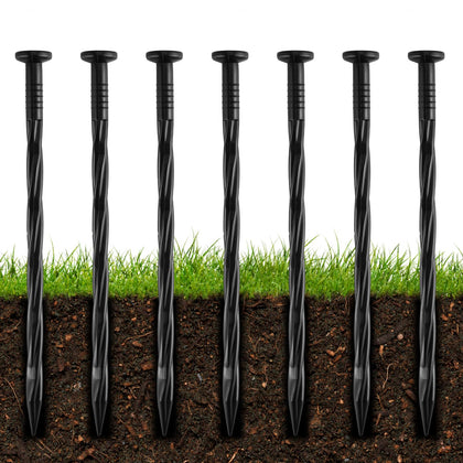 DharBnt 8-inch spiral landscape spike for strong soil grip and secure anchoring.