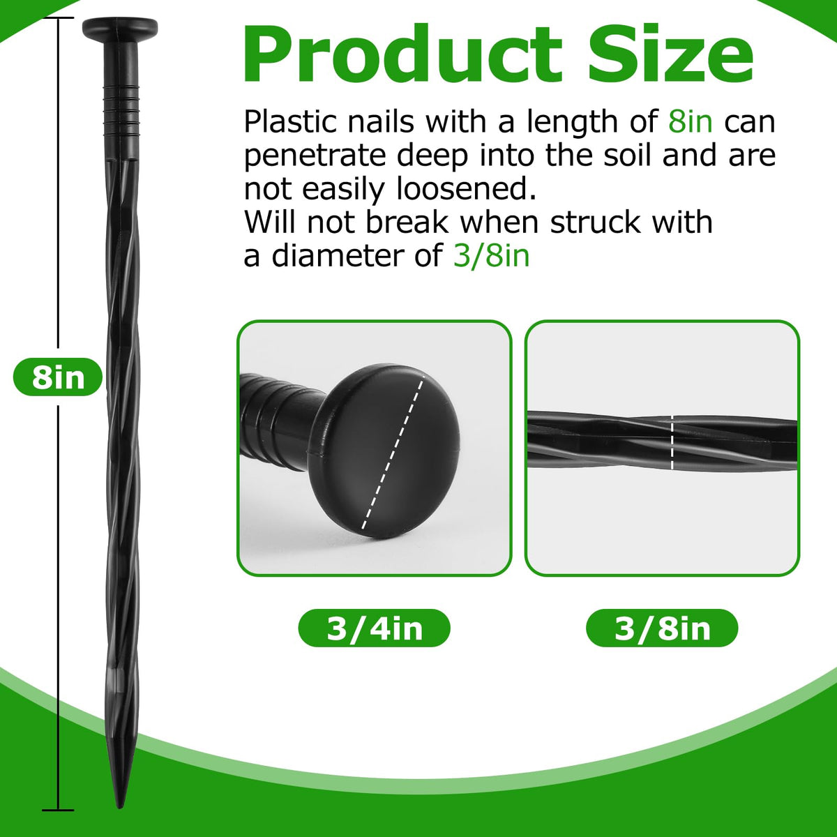 DharBnt heavy-duty plastic stakes provide durable support for weed barriers