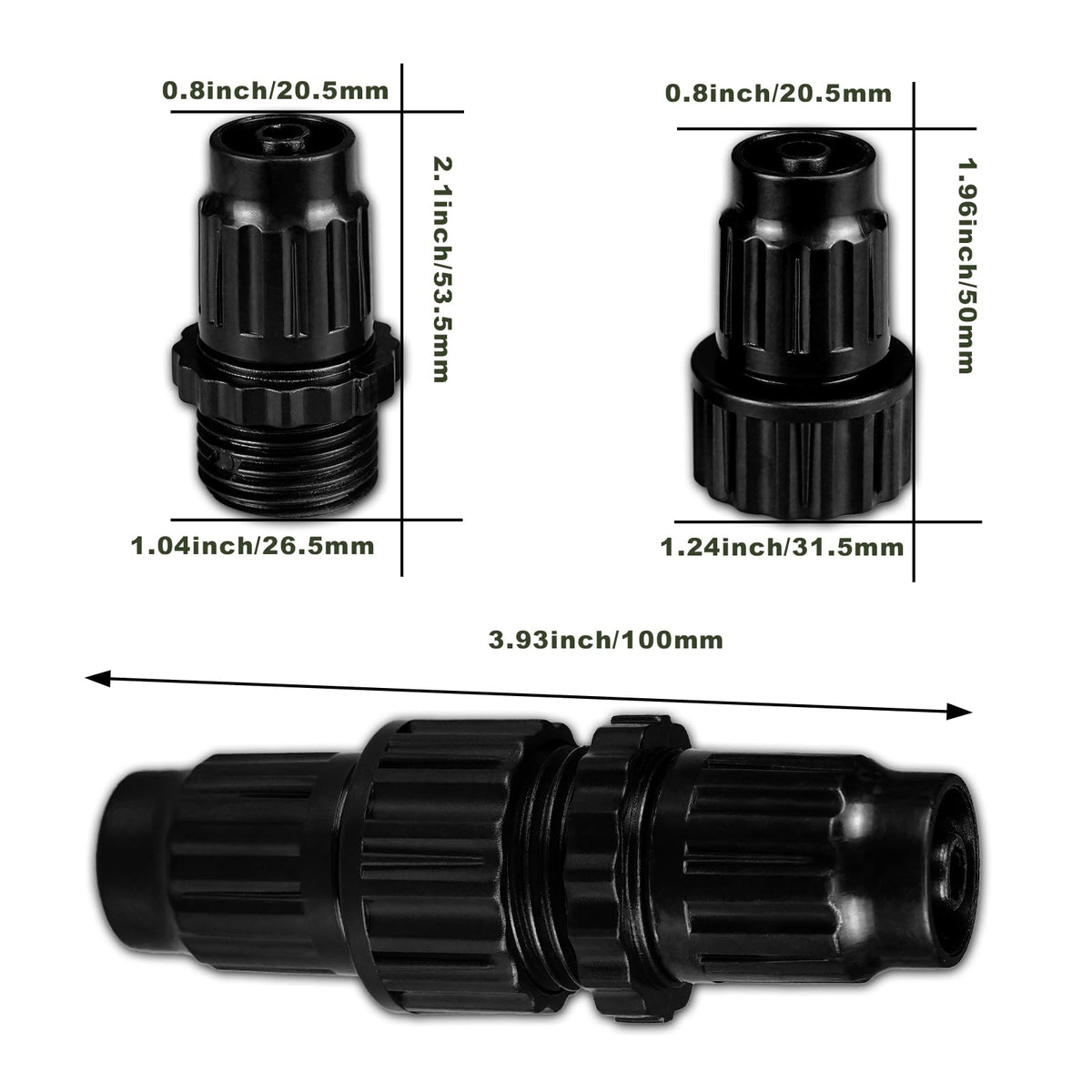 Dhieong hose connectors close-up show durable ABS+TPR construction
