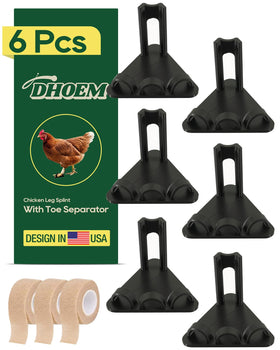 DHOEM 6-pack black chicken leg splints ready for immediate use and stabilization.