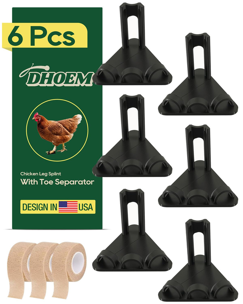 DHOEM 6-pack black chicken leg splints ready for immediate use and stabilization.