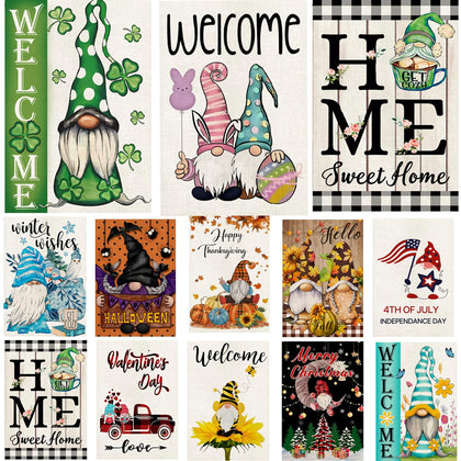 Diakopes gnome garden flag 12x18, double-sided, vibrant colors for all-season outdoor display