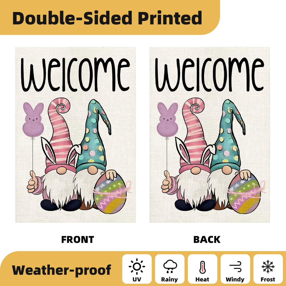Diakopes spring gnome flag 12x18 enhances curb appeal with cheerful messages