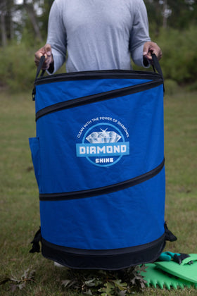 Diamond Shine collapsible garden bag 47-gallon closed for compact storage.