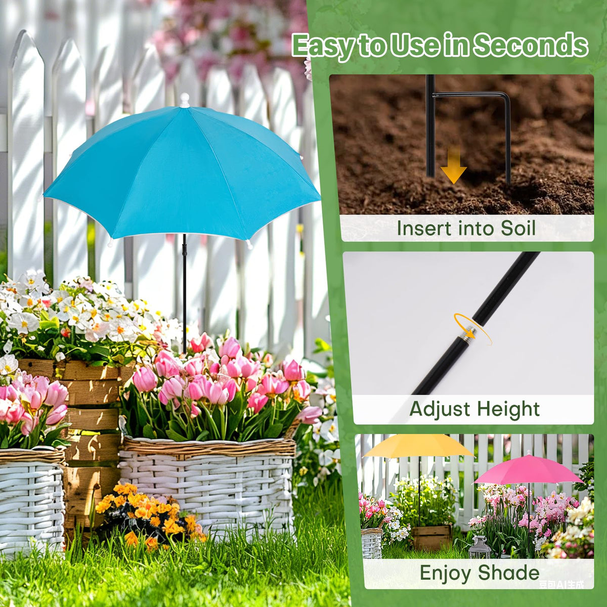 DIANlOVS outdoor-ready umbrella for patios, balconies, and garden beds.