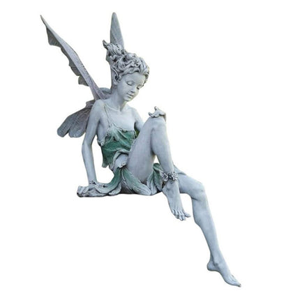 Dianreno fairy garden figurine outdoors sitting with serene presence for charming gardens.
