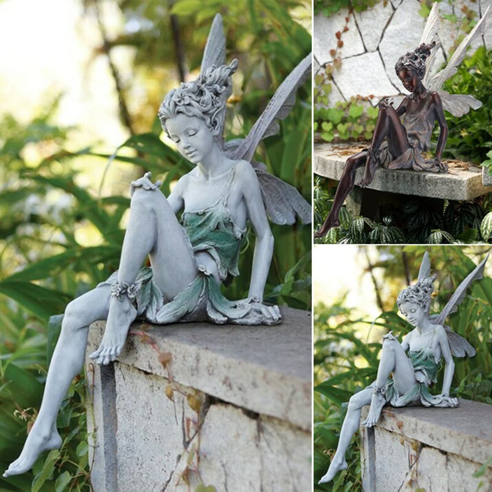Dianreno resin garden statue fairy-white adds whimsical focal point to pathways.