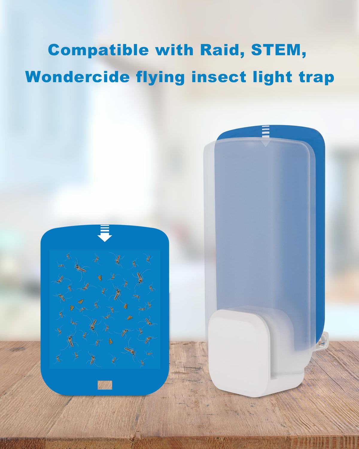 Dichroma blue light plug-in refill showing compatibility with Raid devices for seamless replacement.