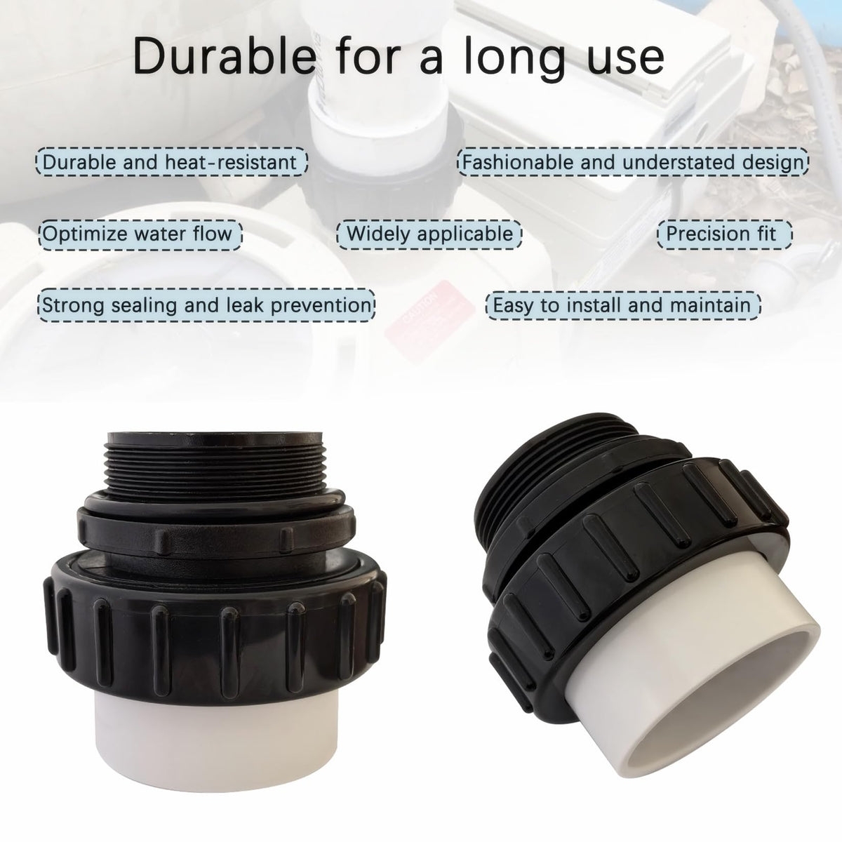 Dicsley pool pump union assembly simplifies installation and maintenance