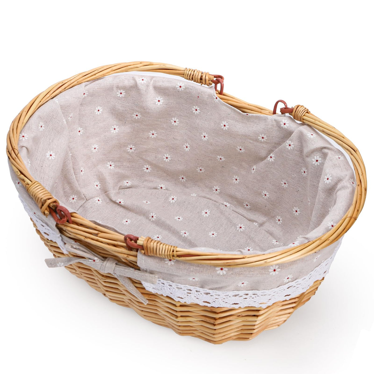 Dicunoy open-top basket perfect for fruits, cheese, or snacks during picnics