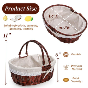 Dicunoy wicker basket with adjustable handles enables easy, comfortable carrying