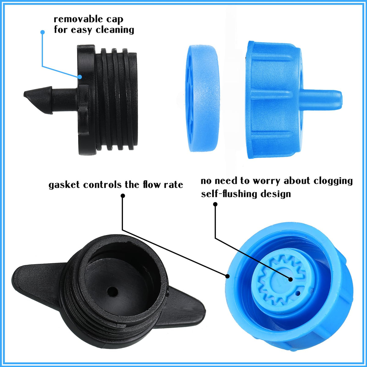 Didaey drip emitter cover shows removable cap for easy cleaning.