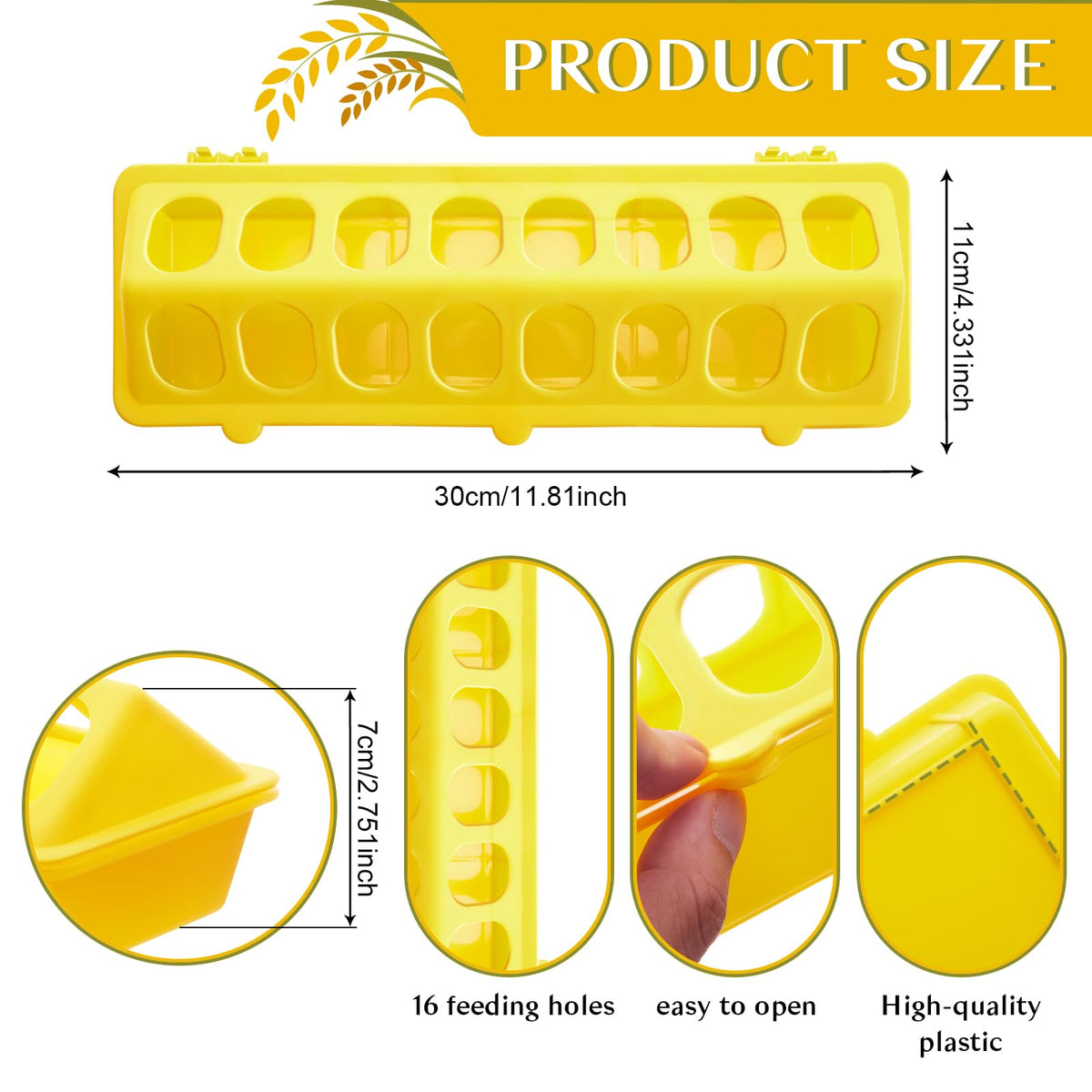 Didaey no-spill design with 16 holes reduces mess in coop areas.
