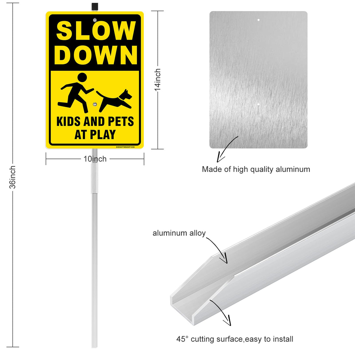 DIESOTT 36-inch ground stake included for sturdy outdoor display.