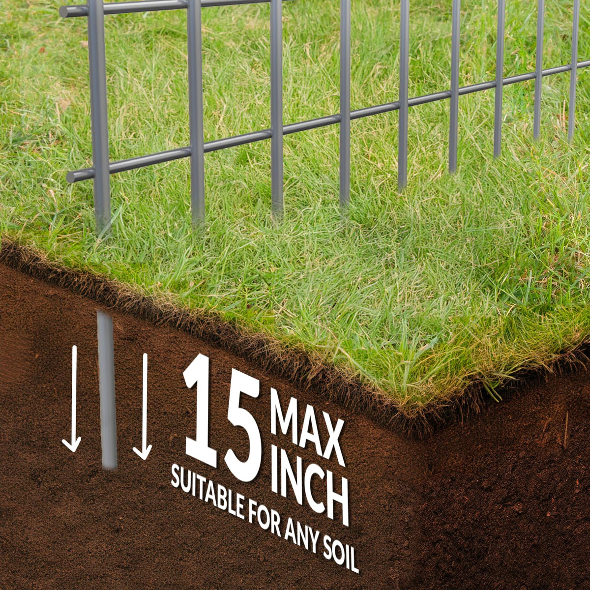Dig Defence barrier fence decorates patio while providing portable boundary.