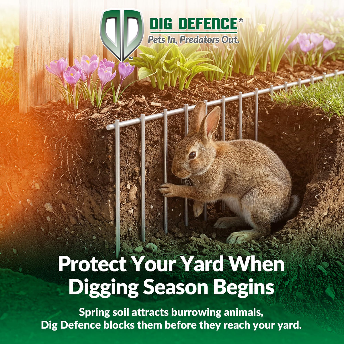 Dig Defence galvanized steel construction shows USA-made durability under sun.