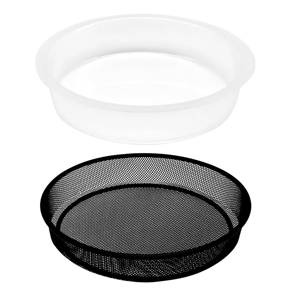 DIGARDPRO 7-inch metal round bird feeder tray with weather-resistant steel mesh for outdoor feeding.