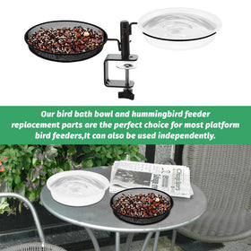 DIGARDPRO PP bird bath bowl close-up emphasizing durable material and cleaning.