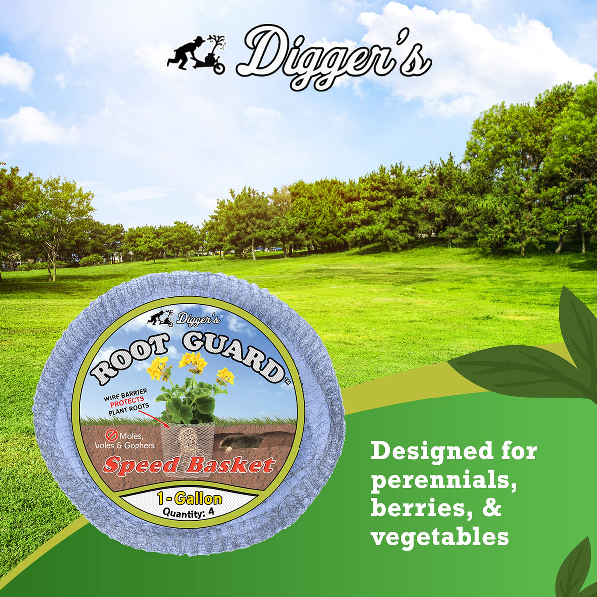Digger's basket shields berries and veggies for healthier harvests.