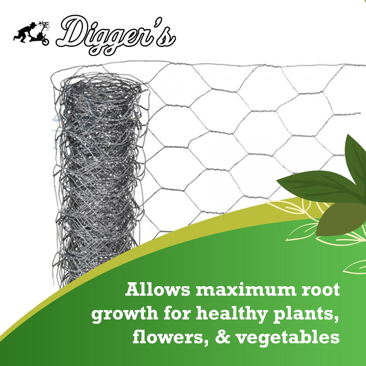 Digger's basket measures 8-inch diameter by 9-inch depth.