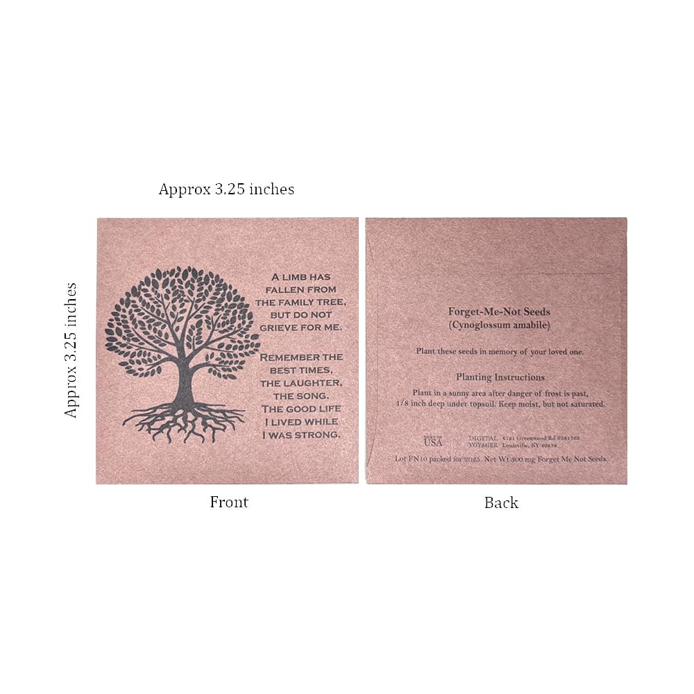 Digital Voyager Forget Me Not Seeds in brown envelope ready for memorial gift at events