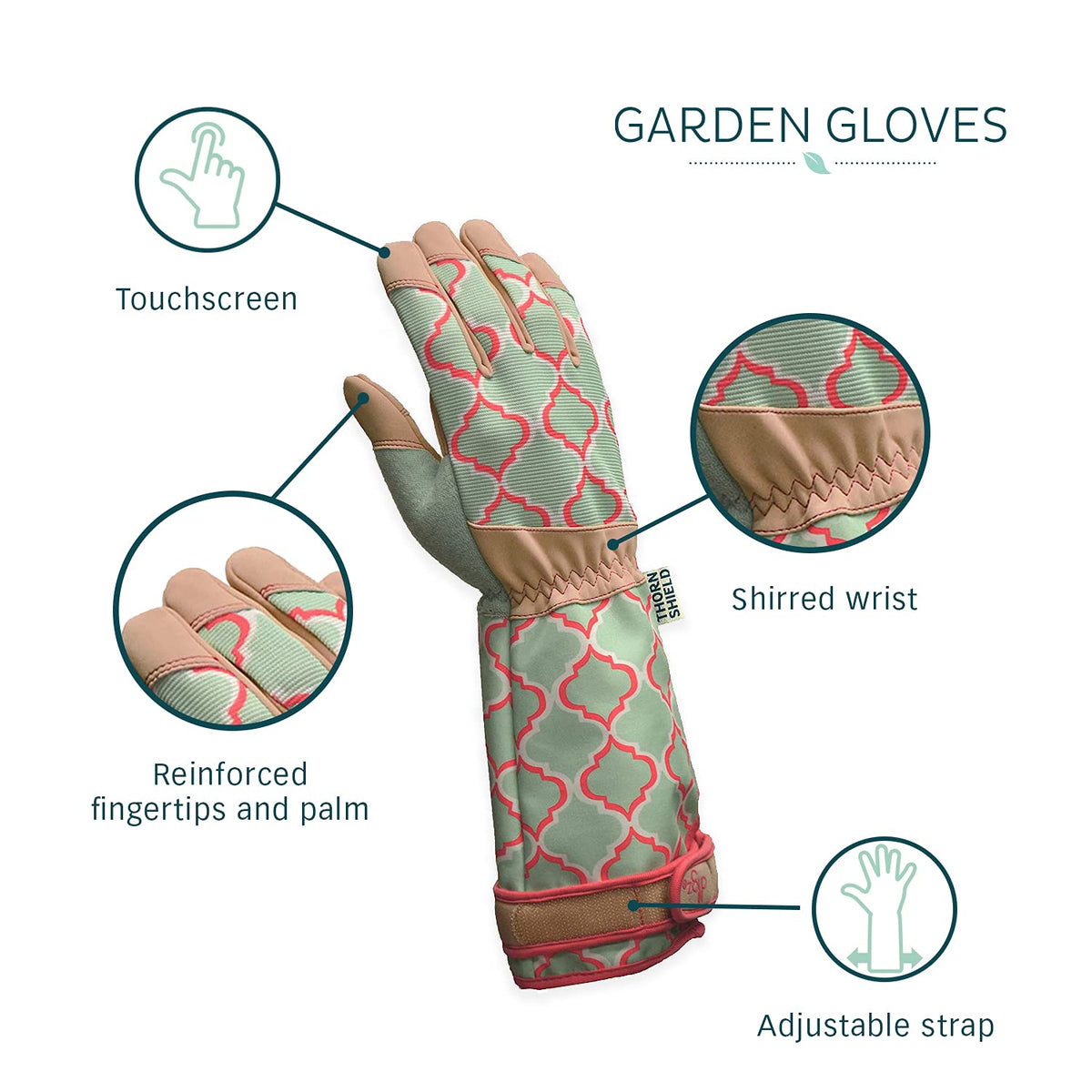 DIGZ red geometric pattern gloves add visibility in the garden.