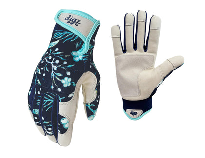 Digz women's gardener gloves in navy show rugged palm protection for outdoor tasks