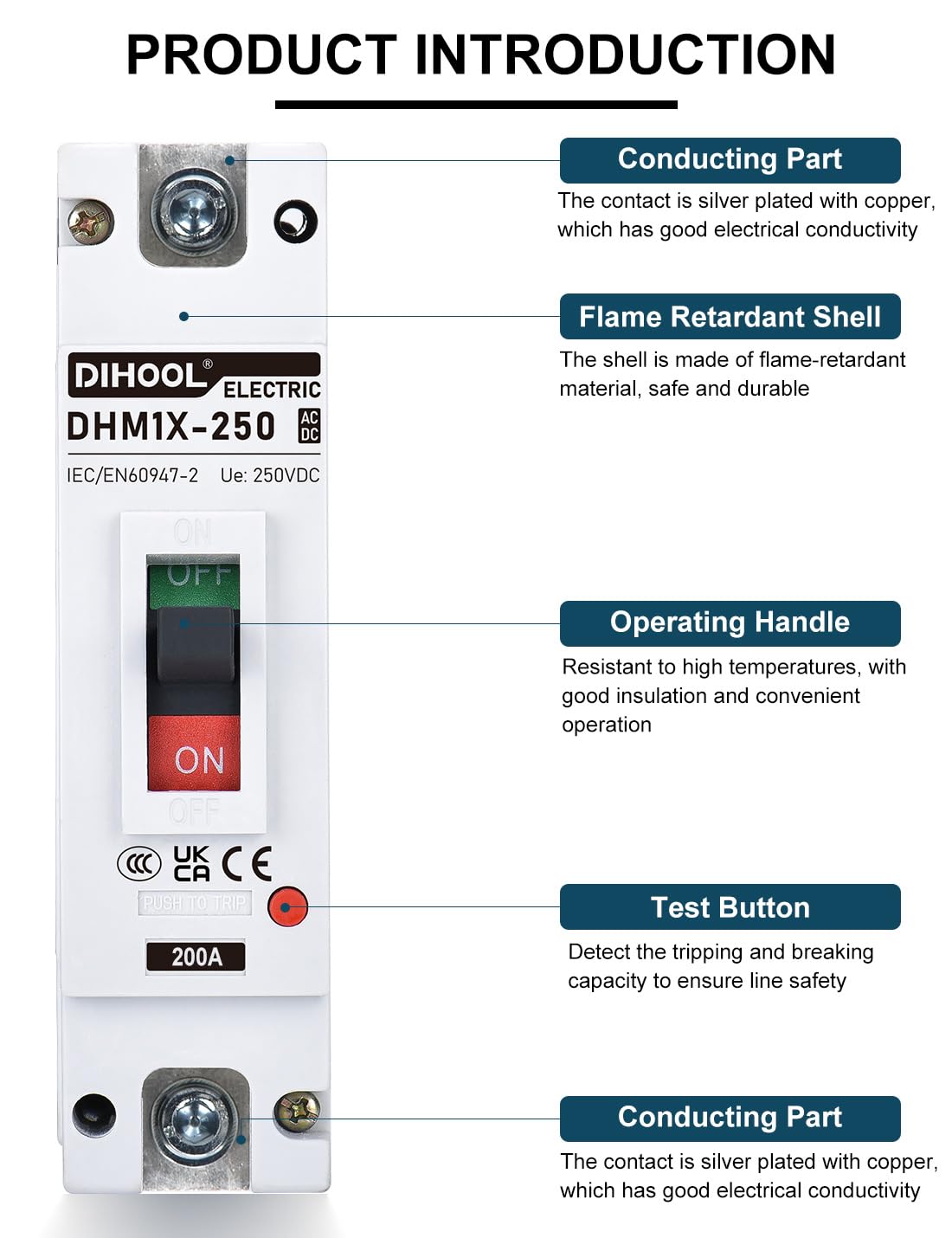 DIHOOL 240V battery disconnect switch connected to a battery bank