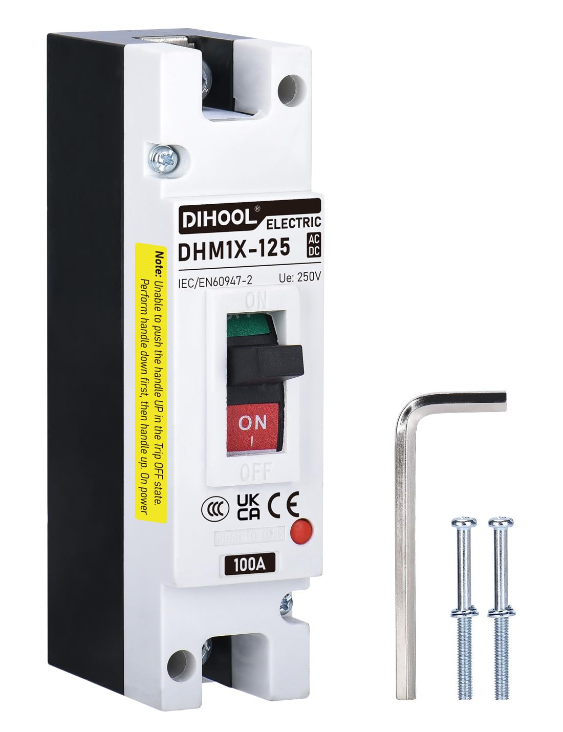 DIHOOL 100A DC disconnect switch front view for main power isolation