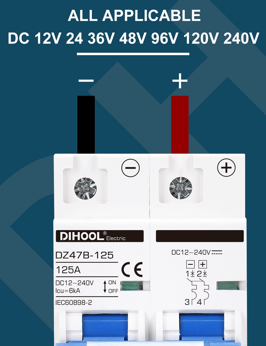 DIHOOL breaker with silver alloy contacts for smooth DC switching