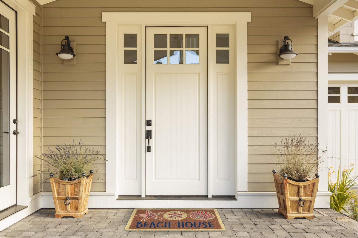 DII coir doormat with dirt-scraping bristles for high-traffic entries.