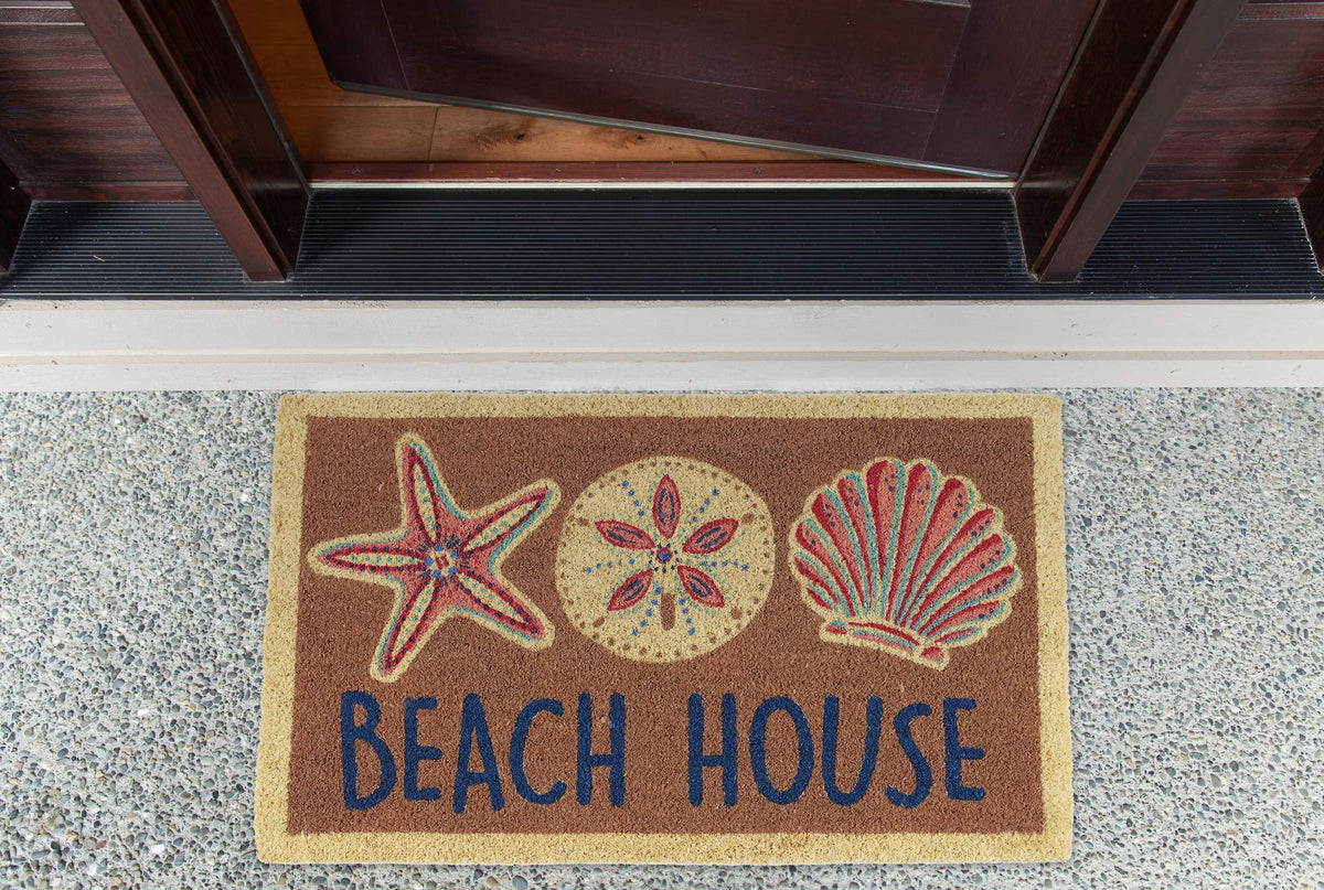 DII coir doormat with non-slip backing for entryway, prevents slipping.