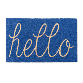 DII Hello Coir Fiber Doormat blue, 18x30, non-slip for stable outdoor entry
