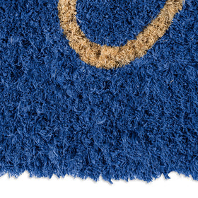 DII Hello Coir Fiber Doormat texture closeup blue showing natural fibers that trap dirt