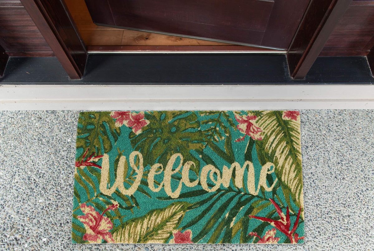 DII tropical coir doormat entryway full view highlighting low-profile design for easy clearance