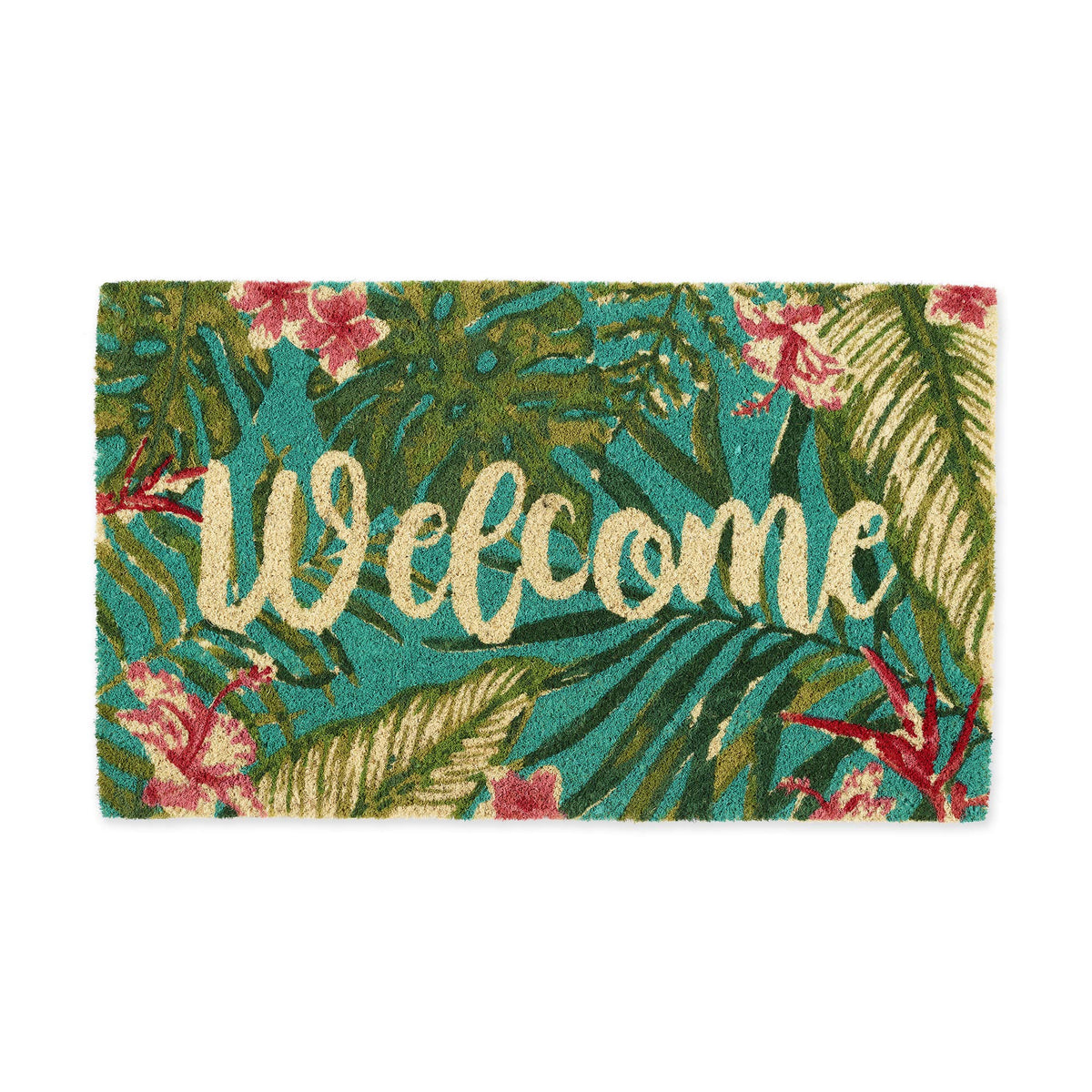 DII natural coir doormat tropical front door close-up showing dirt-scraping bristles