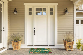 DII natural coir doormat tropical texture close-up with non-slip backing for stability
