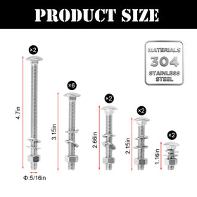 DIICCYO bolts in multiple lengths ready for wheelbarrow or furniture assembly.