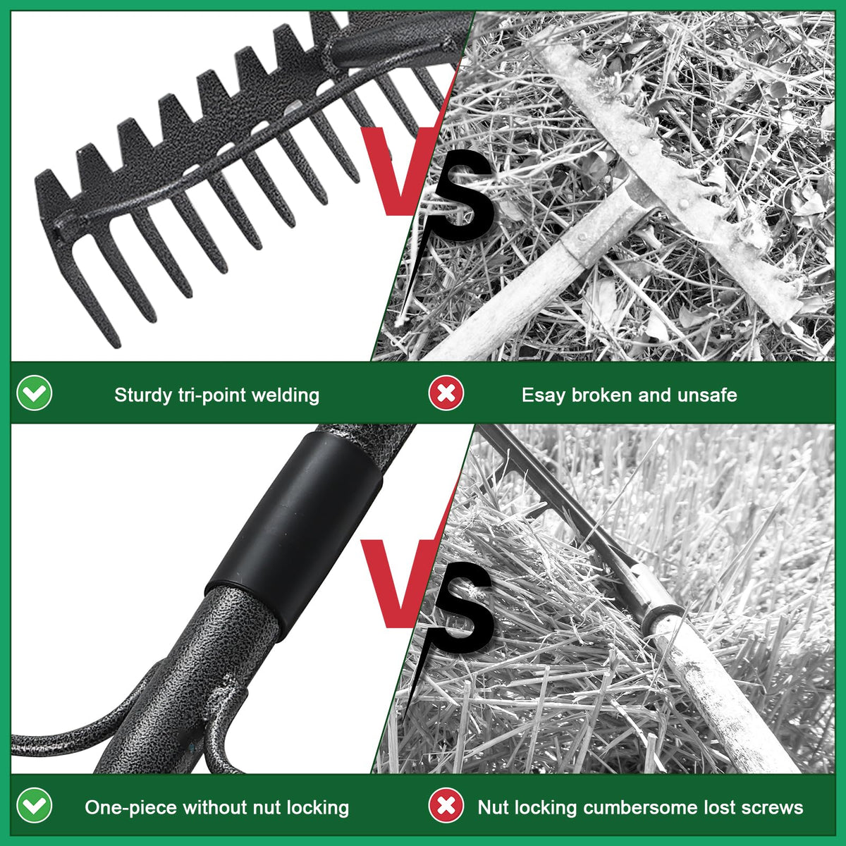 DIIG bow rake with 17 tines loosens soil efficiently in beds.