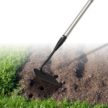 DIIG Draw Hoe long handle garden tool for easy weed control and soil prep