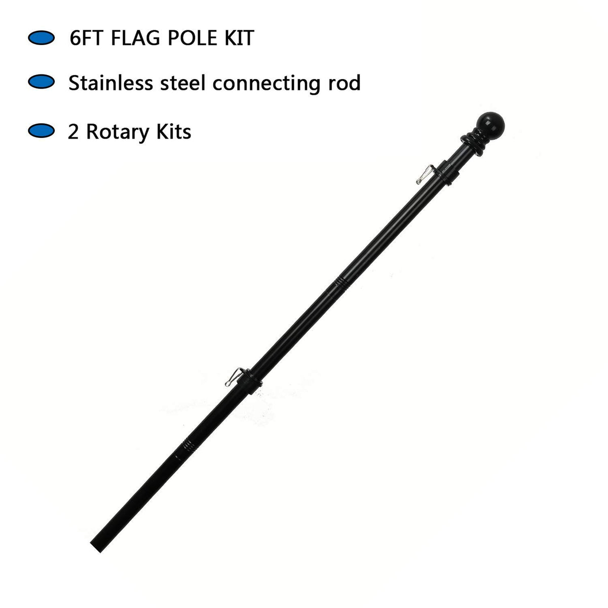 DIIG flag pole kit highlights rustproof stainless steel for all weather.