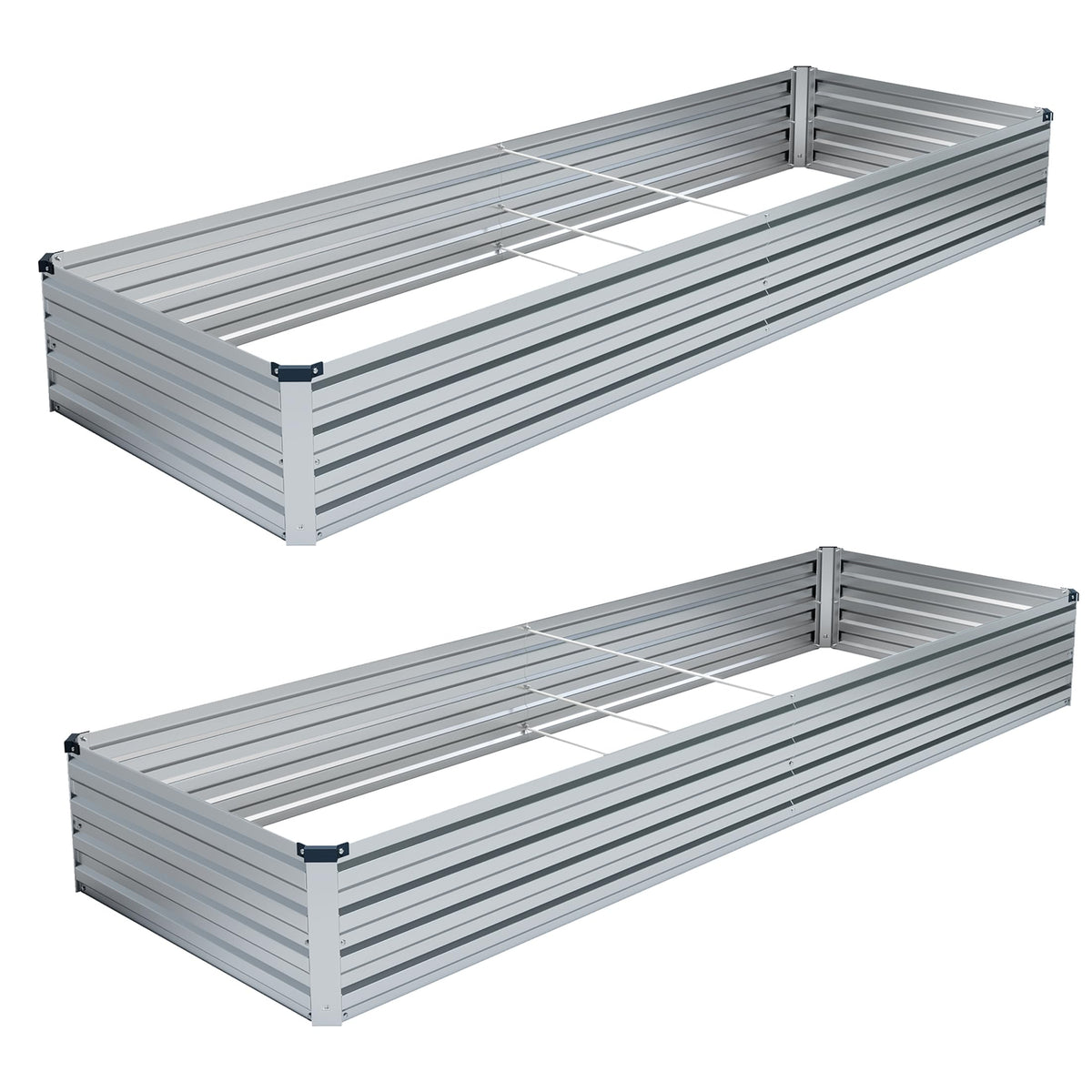 DIIYIV galvanized raised bed side view in silver for durable outdoor gardening