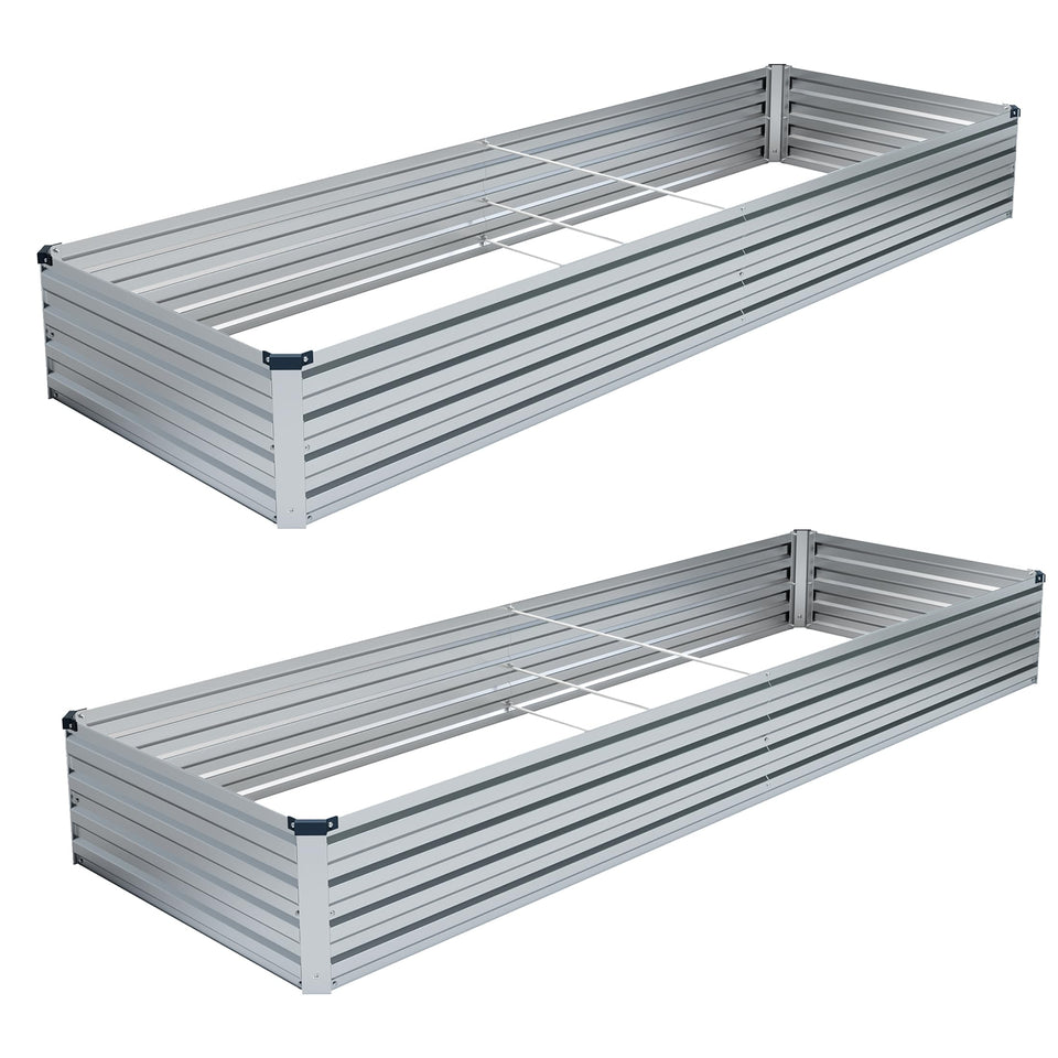 DIIYIV galvanized raised bed side view in silver for durable outdoor gardening