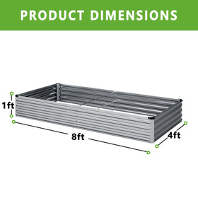 DIIYIV galvanized raised bed top view in silver showing broad planting space
