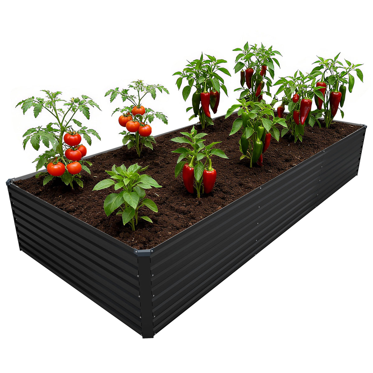 DIIYIV galvanized raised garden bed exterior in patio setting for spacious planting
