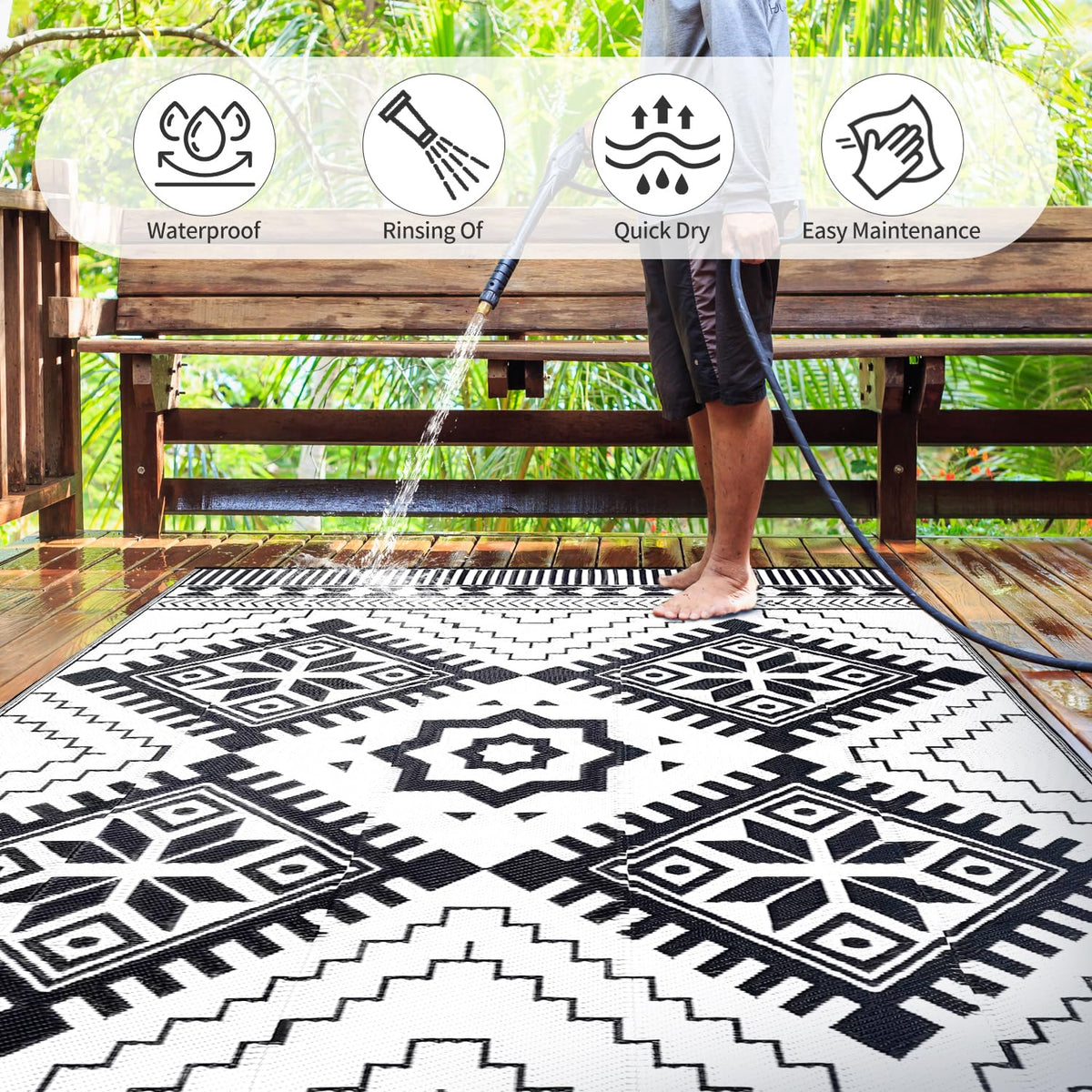 DiiKoo boho geometric pattern close-up showing durable material