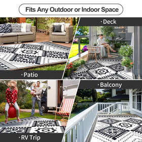 DiiKoo RV and patio lifestyle scene with easy-to-clean rug