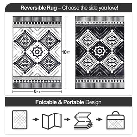 DiiKoo 8x10ft rug back pattern for dual design options on patios and camps