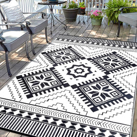 DiiKoo 8x10ft waterproof outdoor rug with front reversible pattern for versatile outdoor styling