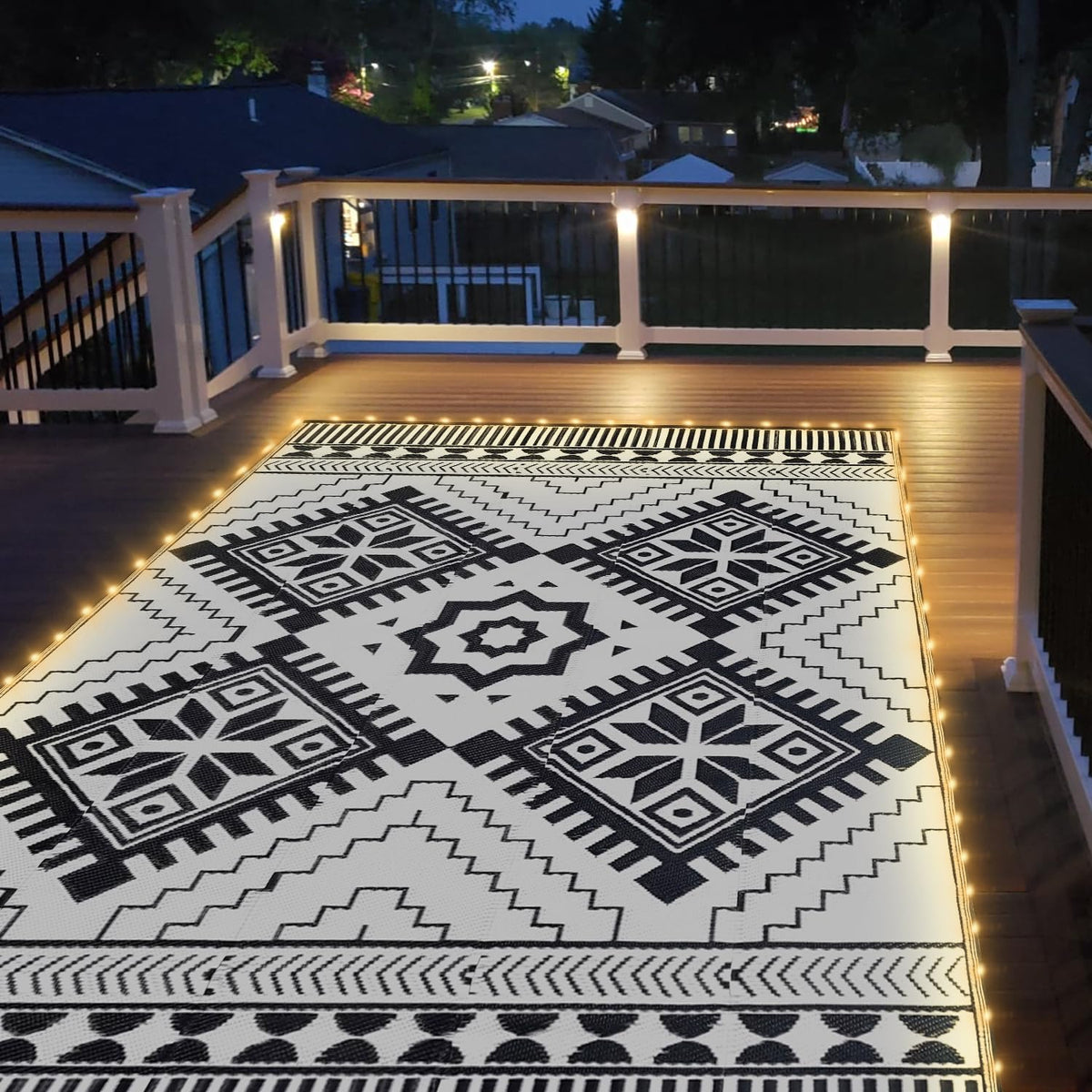 DiiKoo 8x10ft rug features USB-powered LED lights for cozy evenings